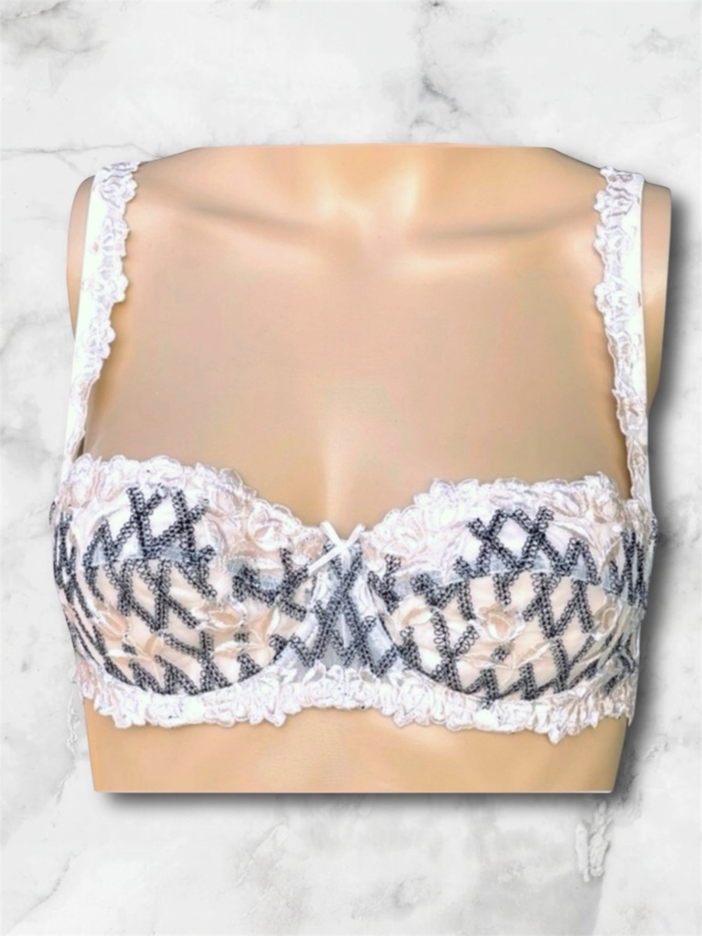 Lise Charmel Vintage Lace Floral Embroidery Demi Bra 34B France Couture
